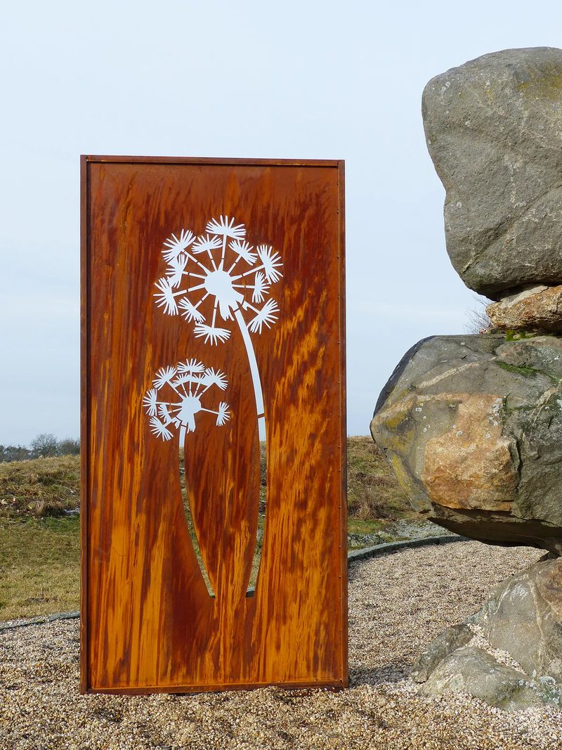 Sichtschutz Pusteblume 100 cm aus Cortenstahl