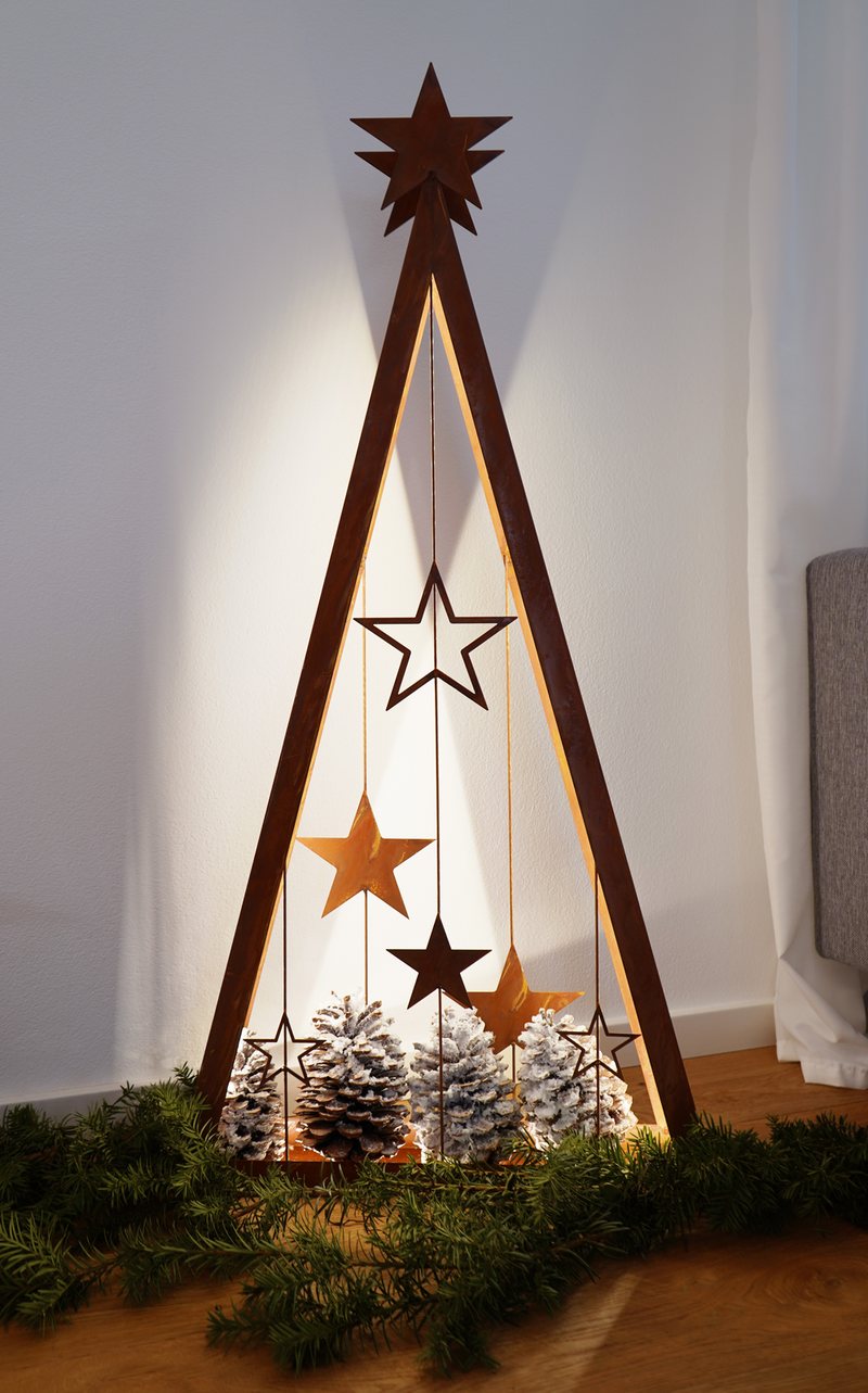 LED-Sternenbaum 115 cm beleuchtet im Wohnraum
