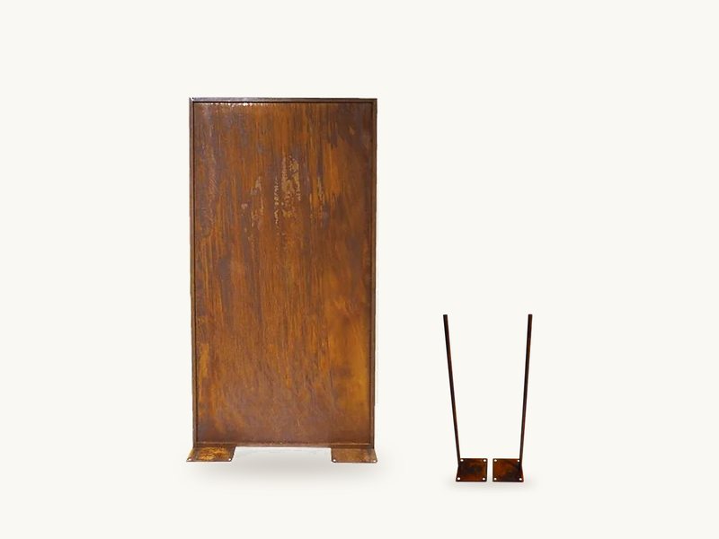 Terrassen-Set aus Cortenstahl – 1 Sichtschutzwand 200 × 100 cm, 1 Bodenbefestigung 20 × 20 cm