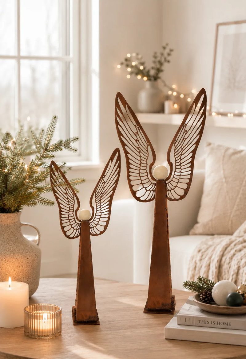 Weihnachtsengel-Set aus Cortenstahl